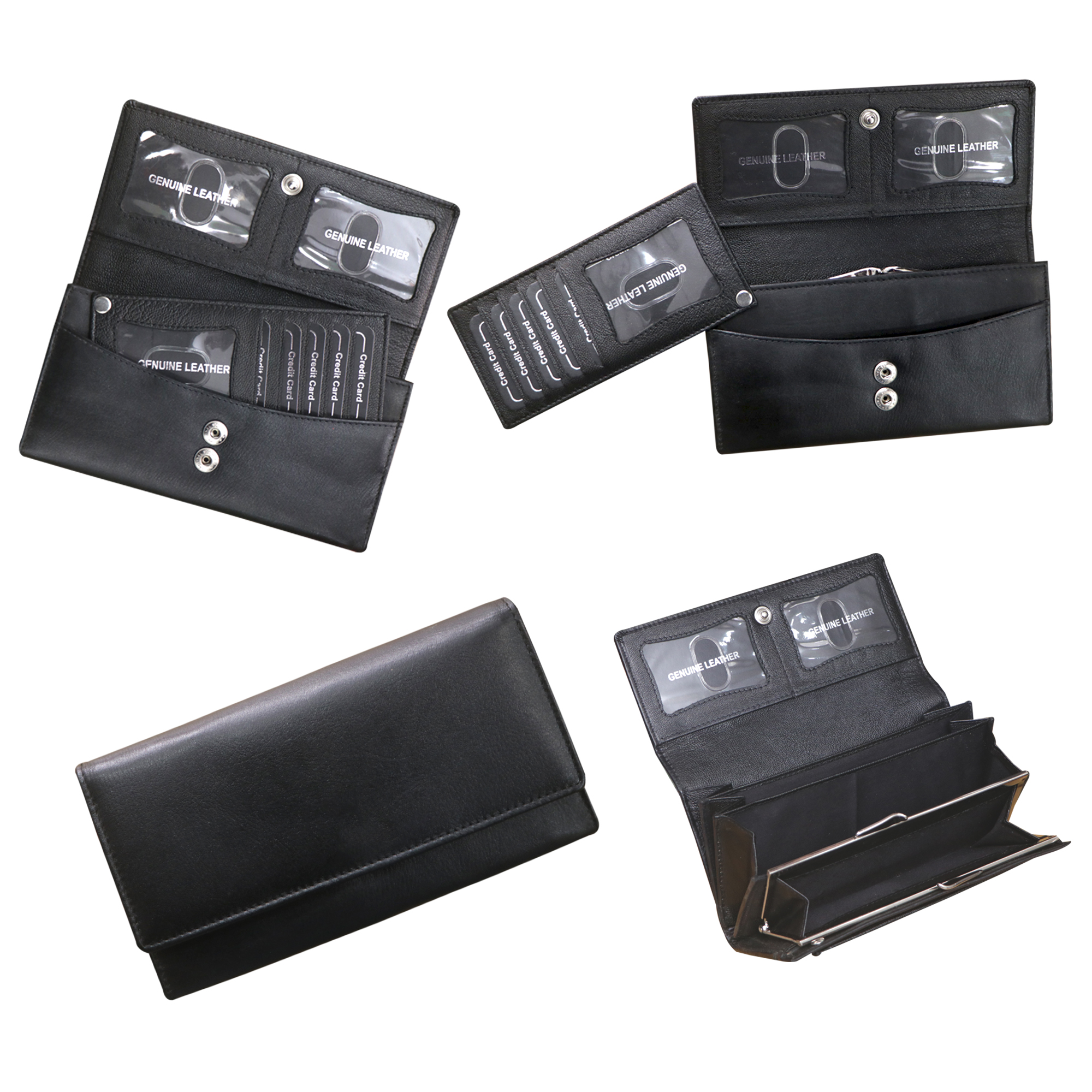 Full-Size Black Envelope Clutch Wallet